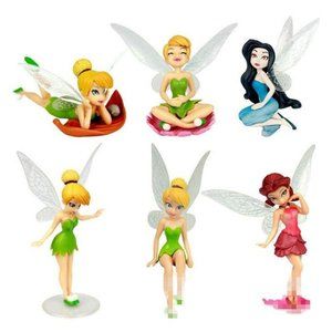 Tinker Bell Fairy Girls Dolls 6pcs Figures Cake Topper Party Toy Gift